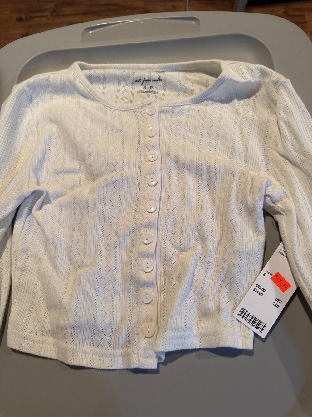 Urban Outfitters White Eyelet Button Henley Top